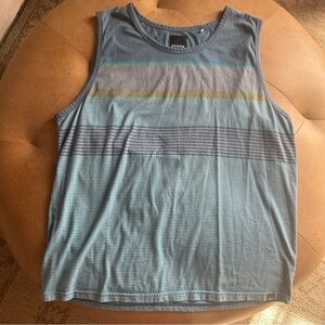 Prana Blue Striped Casual Yoga Organic Cotton Blend Sleeveless Top, Men’s XXL